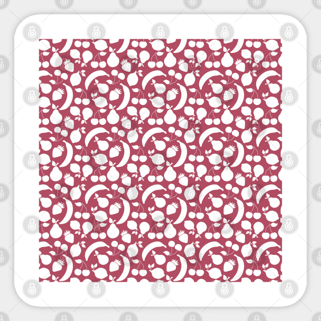 Fruit shapes on cherry red background Sticker by Sandra Hutter Designs